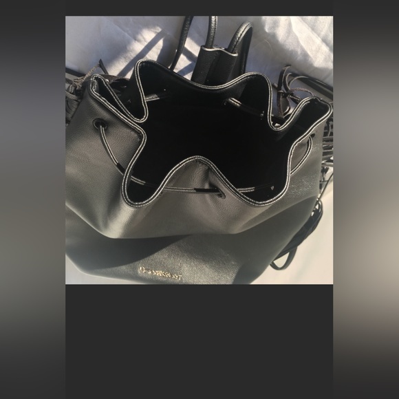 Victoria secret black fringe bucket backpack - Picture 4 of 16